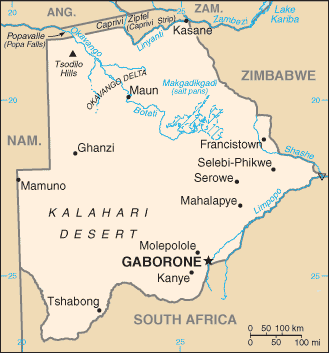 botswana diplomatisch karte